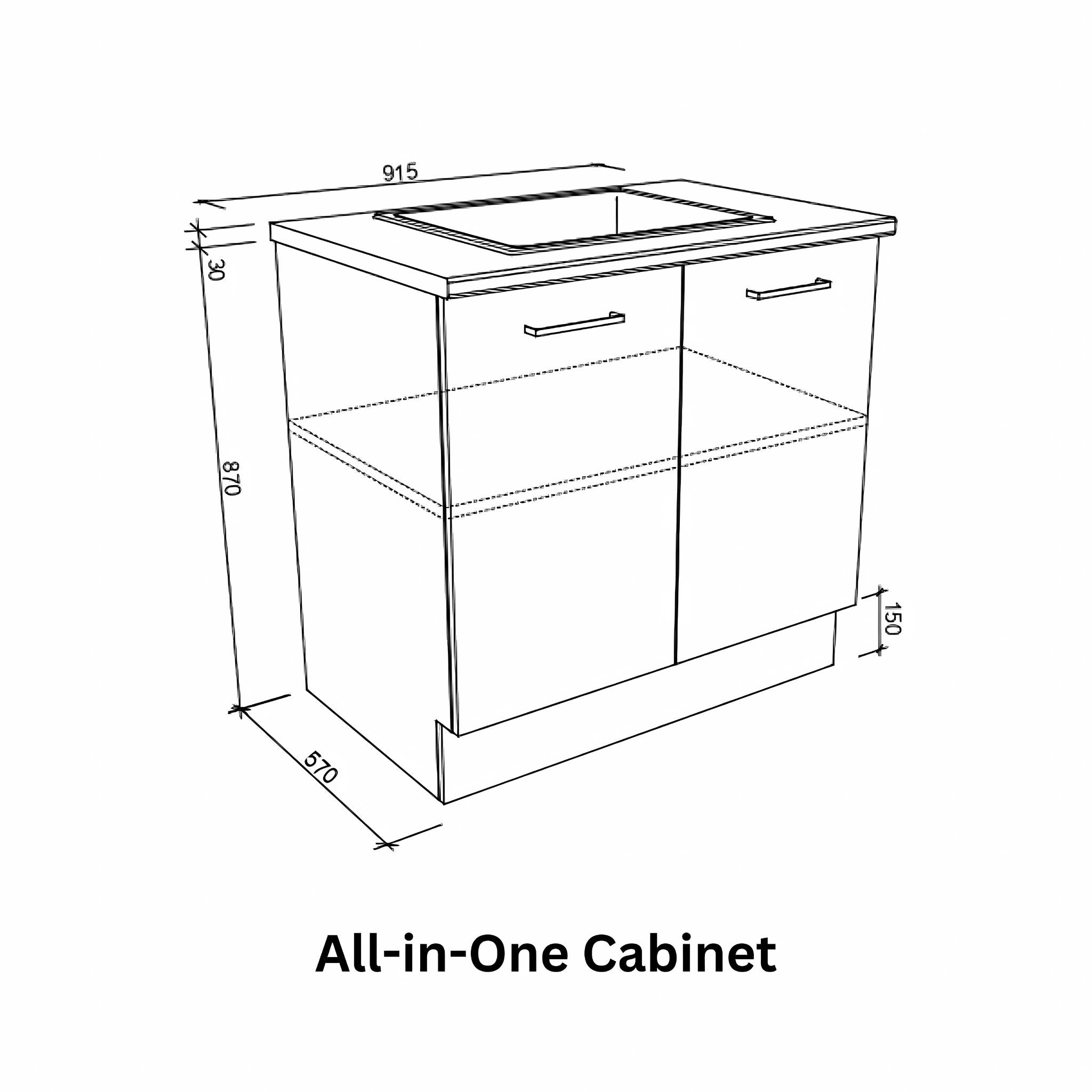 TIMBERLINE CUSTOM 915MM LAUNDRY CABINET WITH LAMINATE TOP & SINK PACKAGE