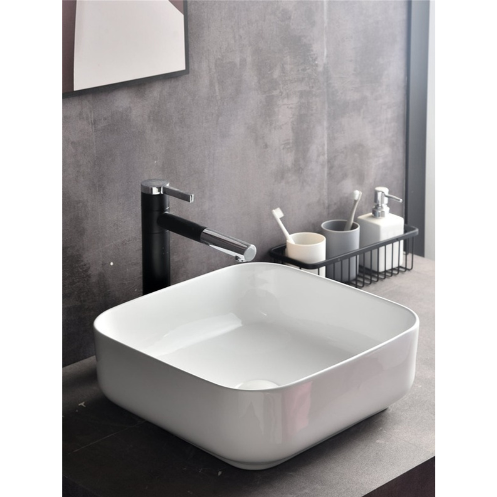 CLAYA SQUARE ABOVE COUNTER BASIN GLOSS WHITE 380MM