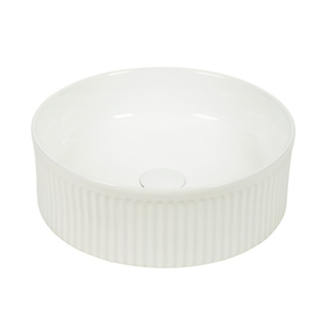 CLAYA ROUND FLUTED ABOVE COUNTER BASIN GLOSS WHITE 370MM