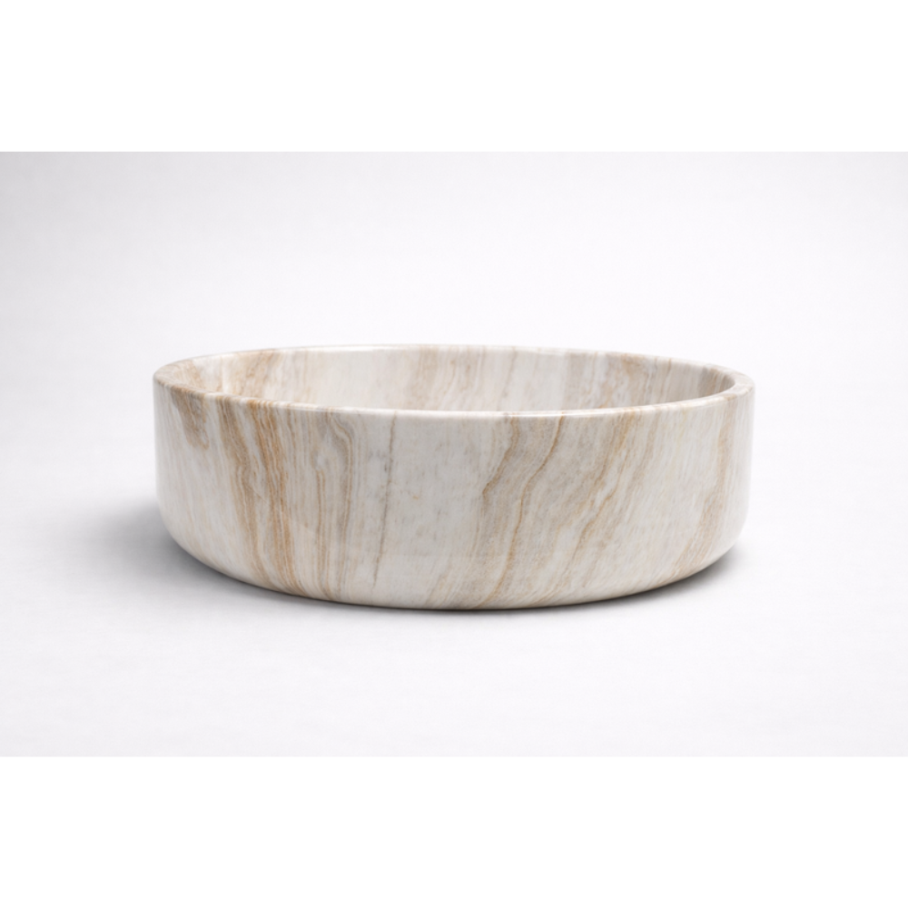 CLAYA ROUND ABOVE COUNTER BASIN GLOSS STONE MARBLE LOOK 400MM