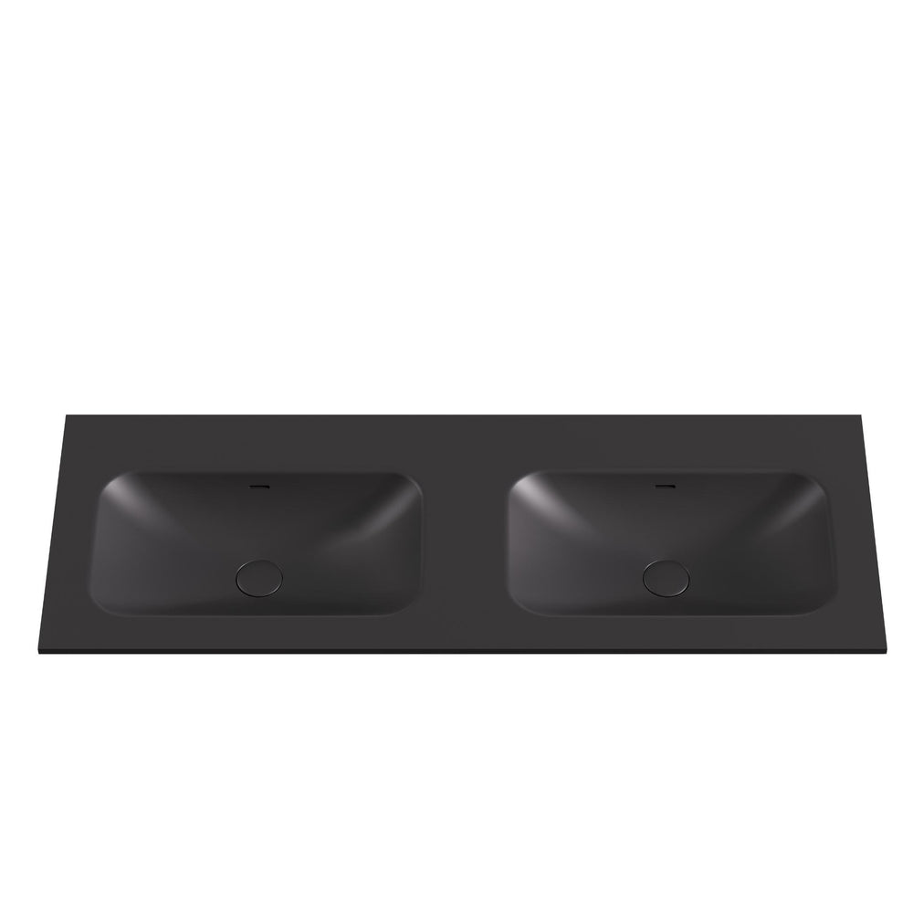 LUKKA CHASEY MATTE BLACK DOUBLE BOWL VANITY UNDERMOUNT TOP (AVAILABLE IN MULTIPLE SIZES)