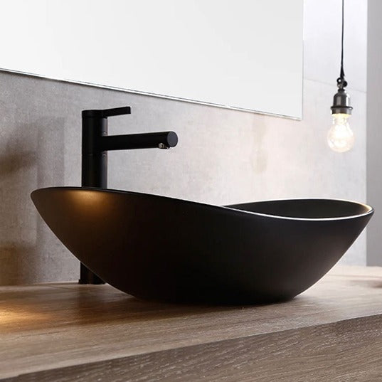 ARROW ABOVE COUNTER SOLID SURFACE BASIN BLACK 600MM