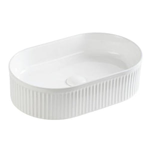 LUKKA ELLIPS FLUTED ABOVE COUNTER BASIN MATTE WHITE 490MM