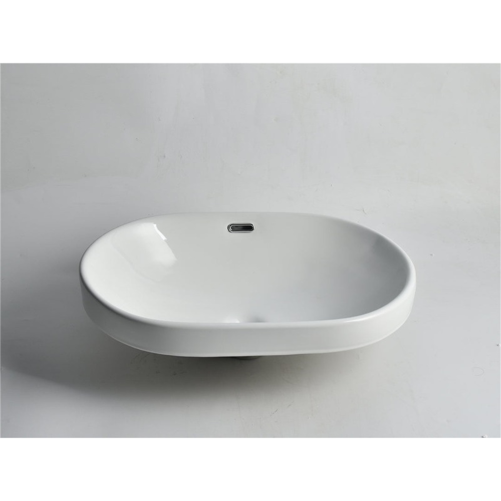 CLAYA OVAL SEMI INSET BASIN GLOSS WHITE 605MM