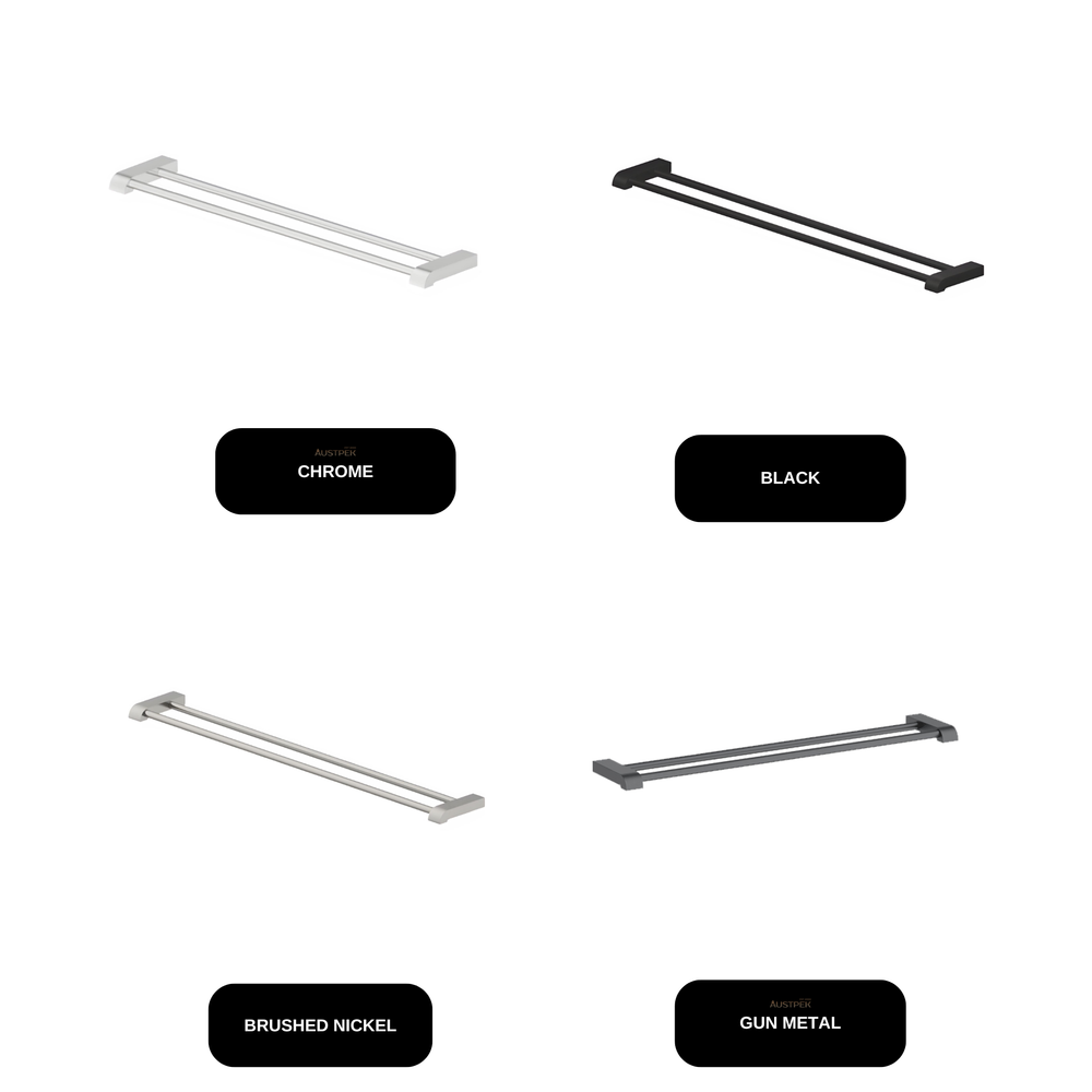 ABEY Park Avenue Non-Heated Double Towel Rail 760mm available finishes