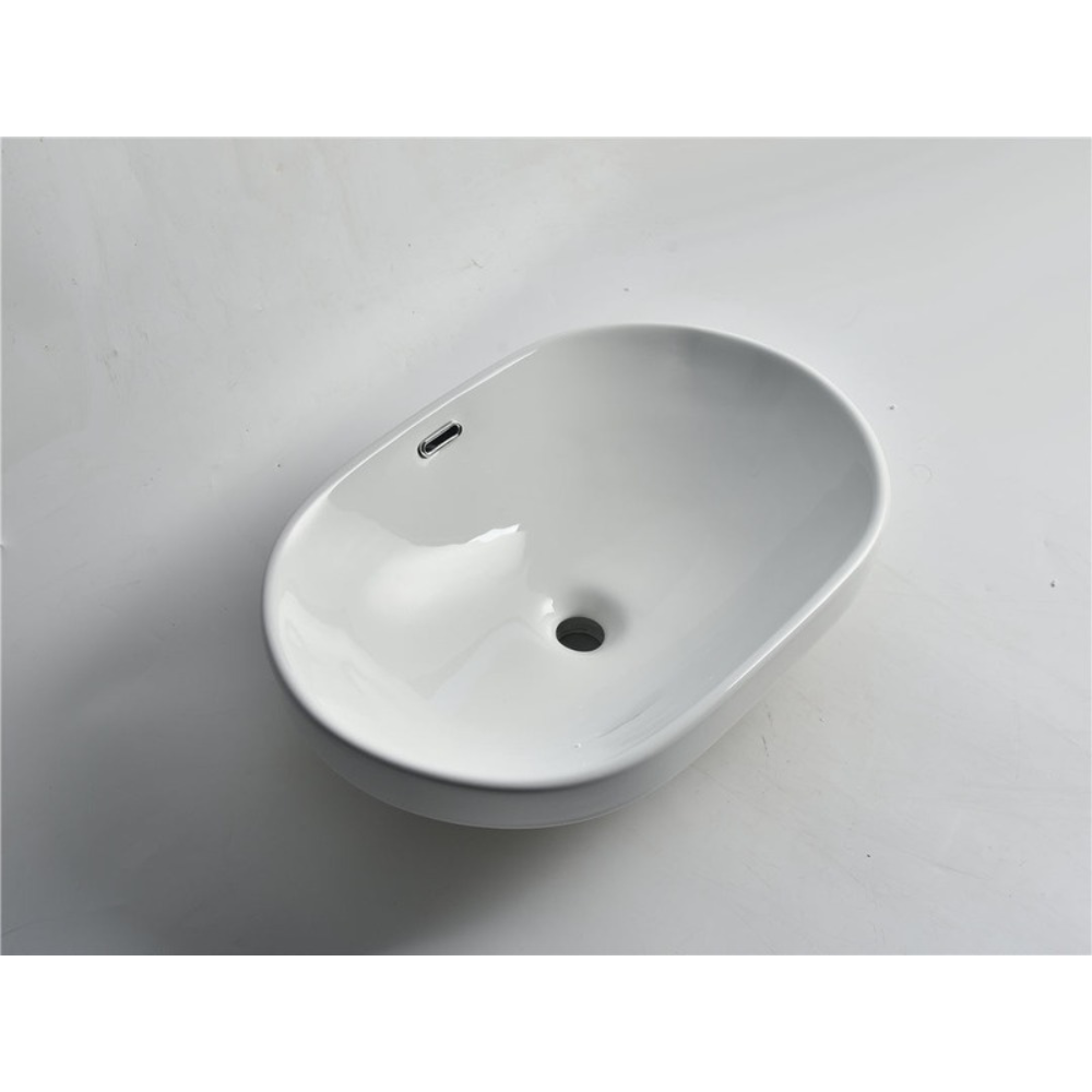 CLAYA OVAL SEMI INSET BASIN GLOSS WHITE 605MM
