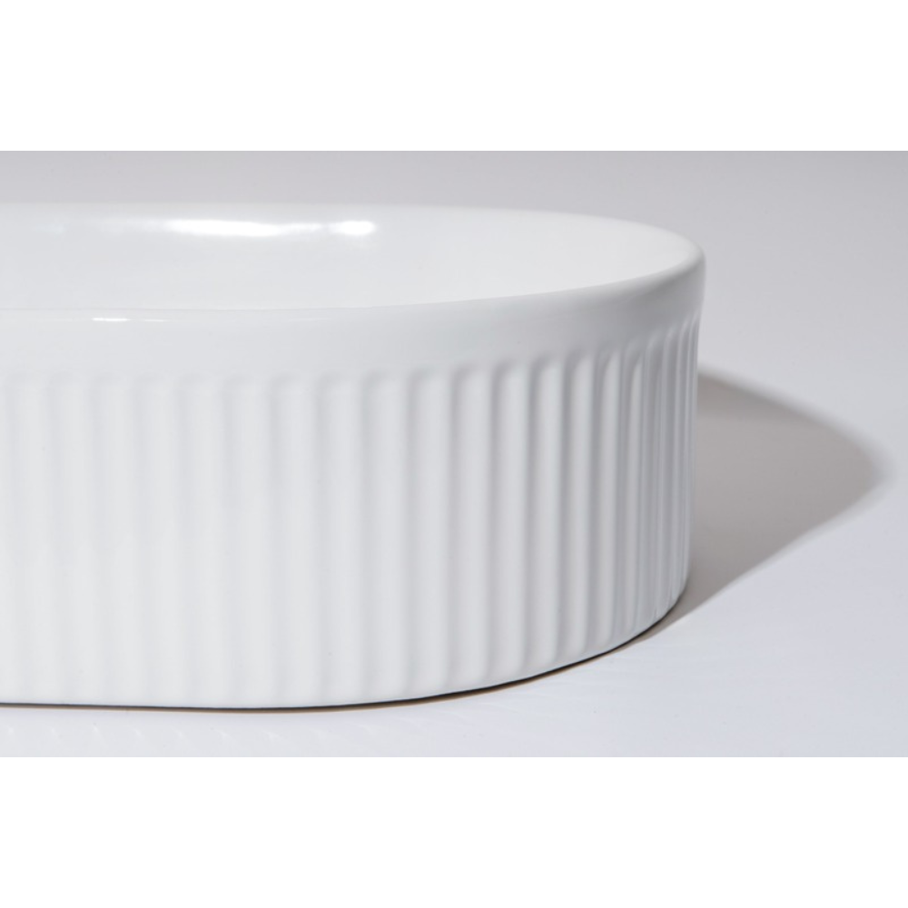 CLAYA PILL FLUTED ABOVE COUNTER BASIN GLOSS WHITE 490MM