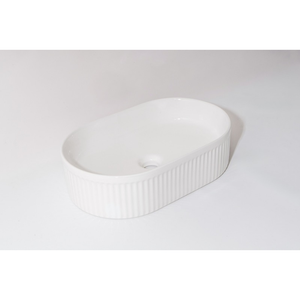 CLAYA PILL FLUTED ABOVE COUNTER BASIN GLOSS WHITE 490MM