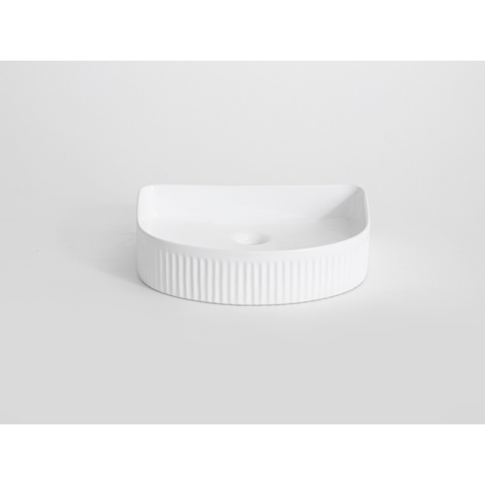 CLAYA ARCHED FLUTED ABOVE COUNTER BASIN GLOSS WHITE 415MM