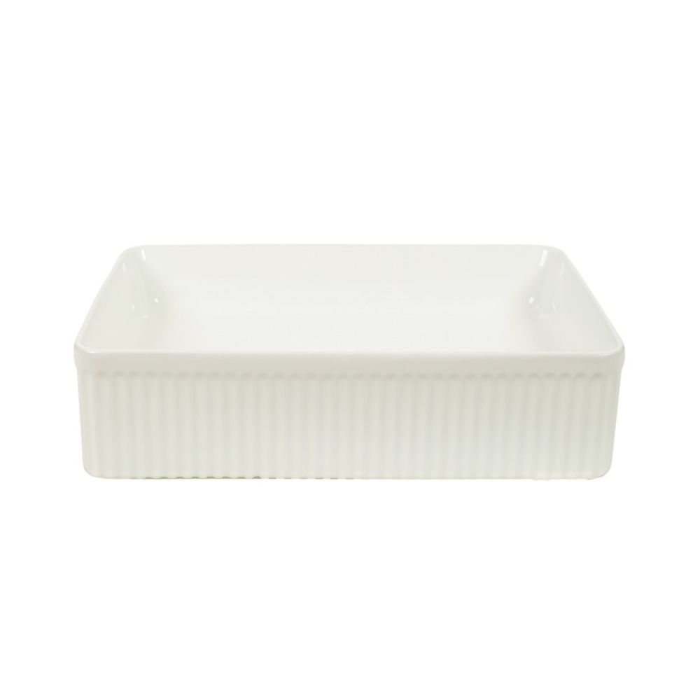 CLAYA LUCID RECTANGULAR FLUTED ABOVE COUNTER BASIN GLOSS WHITE 500MM