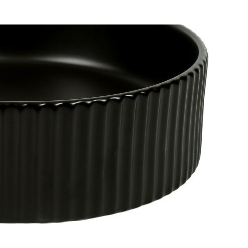 CLAYA ROUND FLUTED ABOVE COUNTER BASIN MATTE BLACK 400MM