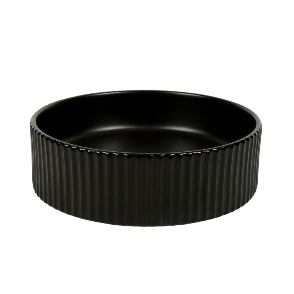 CLAYA ROUND FLUTED ABOVE COUNTER BASIN MATTE BLACK 400MM