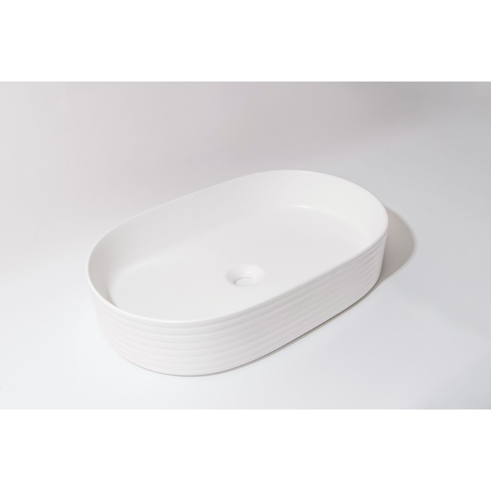 CLAYA PILL FLUTED ABOVE COUNTER BASIN MATTE WHITE 605MM
