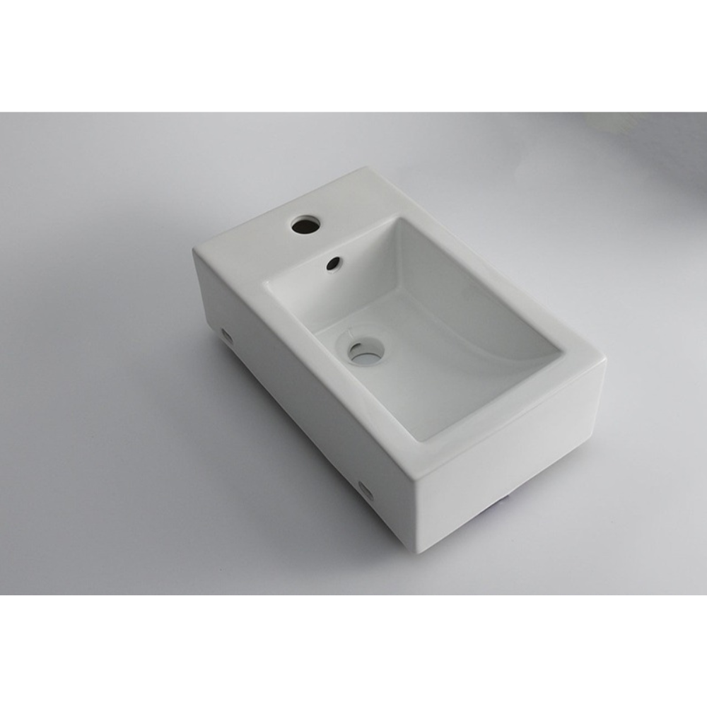CLAYA RECTANGULAR WALL HUNG BASIN RIGHT HAND GLOSS WHITE 460MM