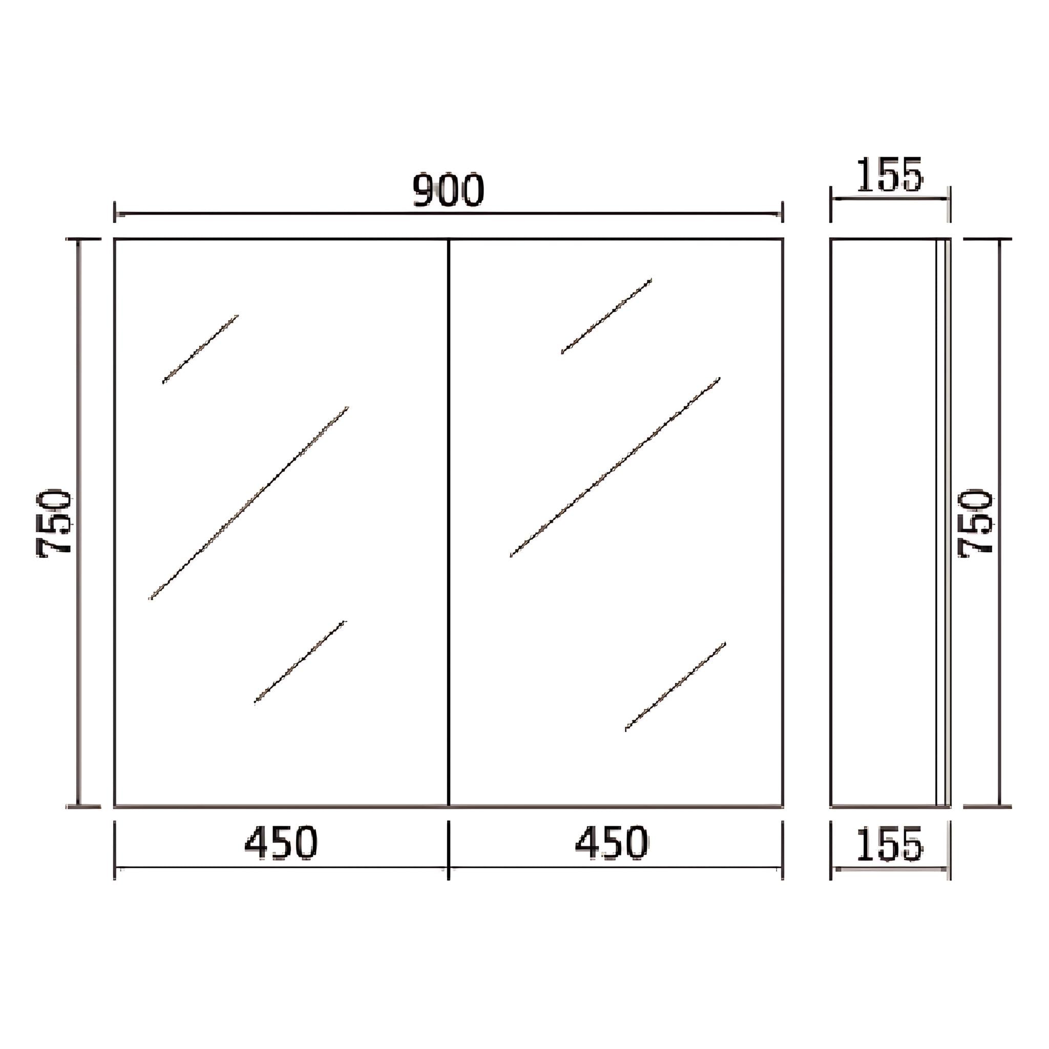 POSEIDON POLAR GLOSS WHITE MIRROR CABINET 900X750MM