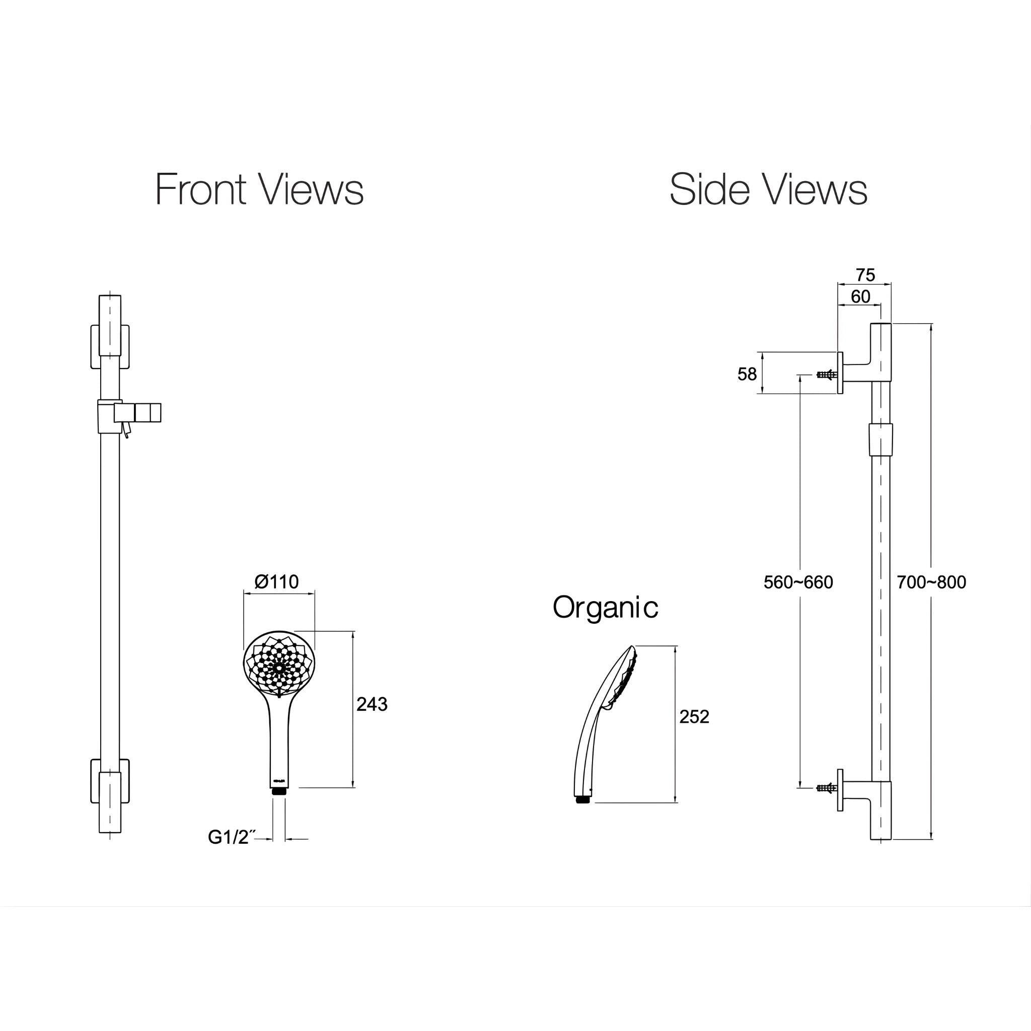 KOHLER RENEW ORGANIC STYLE HAND SHOWER WITH RAIL CHROME