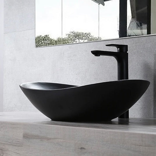 ARROW ABOVE COUNTER SOLID SURFACE BASIN BLACK 600MM