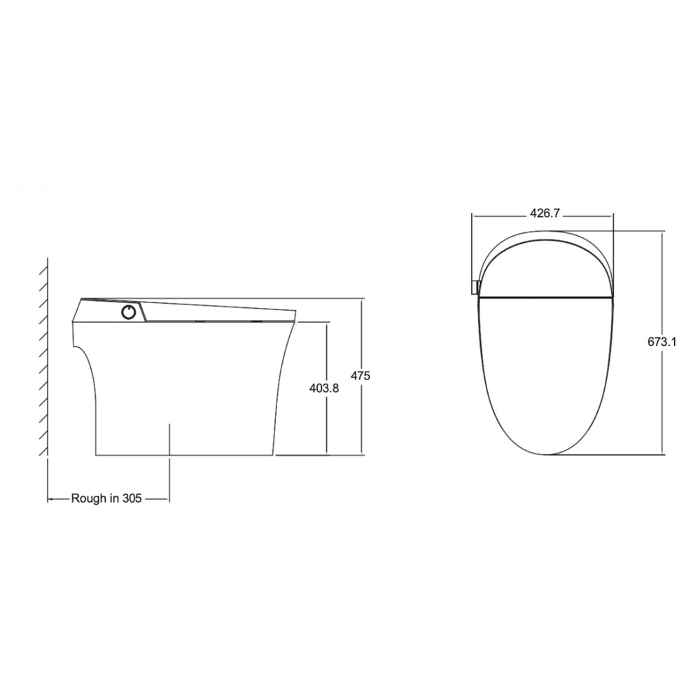 ALIA SMART INTEGRATED TOILET WITH REMOTE CONTROLLED BIDET ELONGATED MATTE BLACK