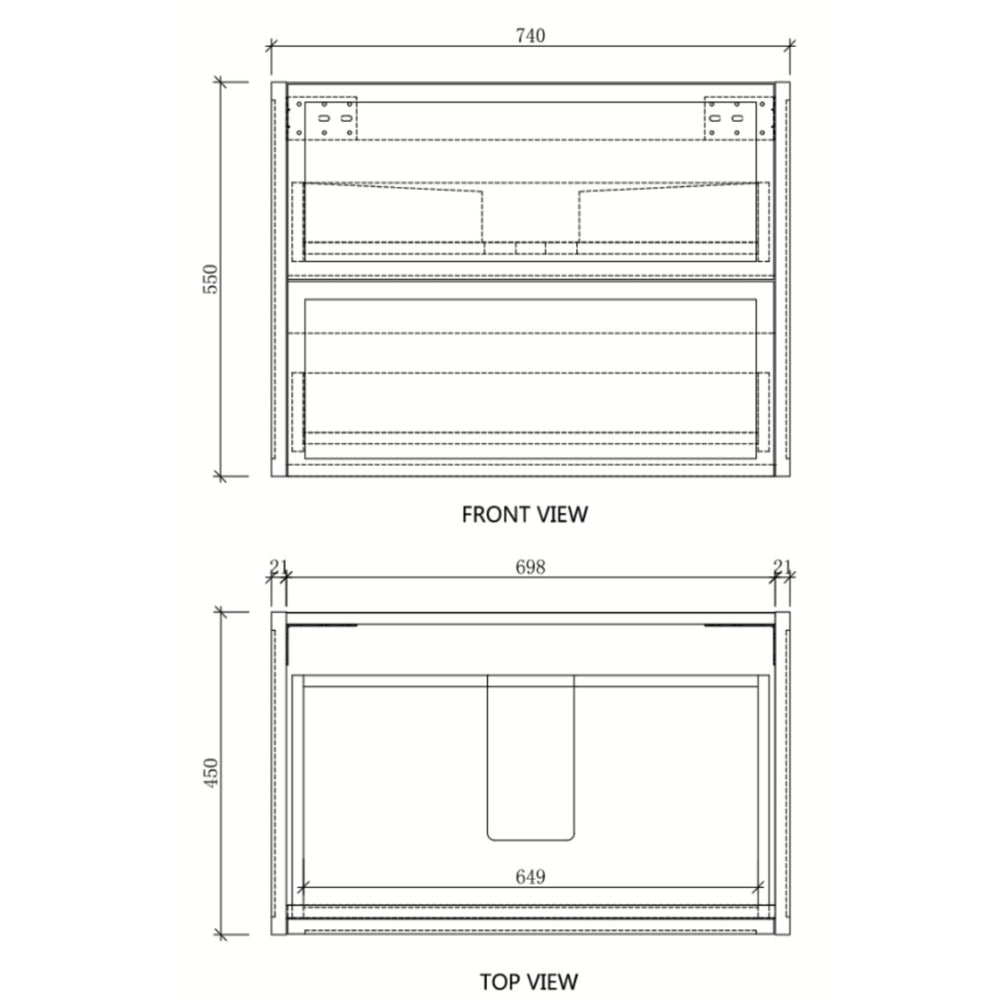 RIVA BANFF COASTAL OAK 750MM SINGLE BOWL WALL HUNG VANITY