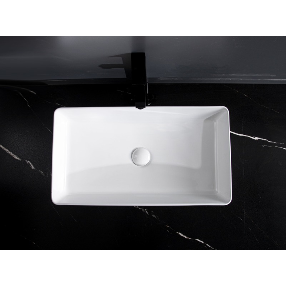 CLAYA RECTANGULAR FLUTED ABOVE COUNTER BASIN GLOSS WHITE 620MM