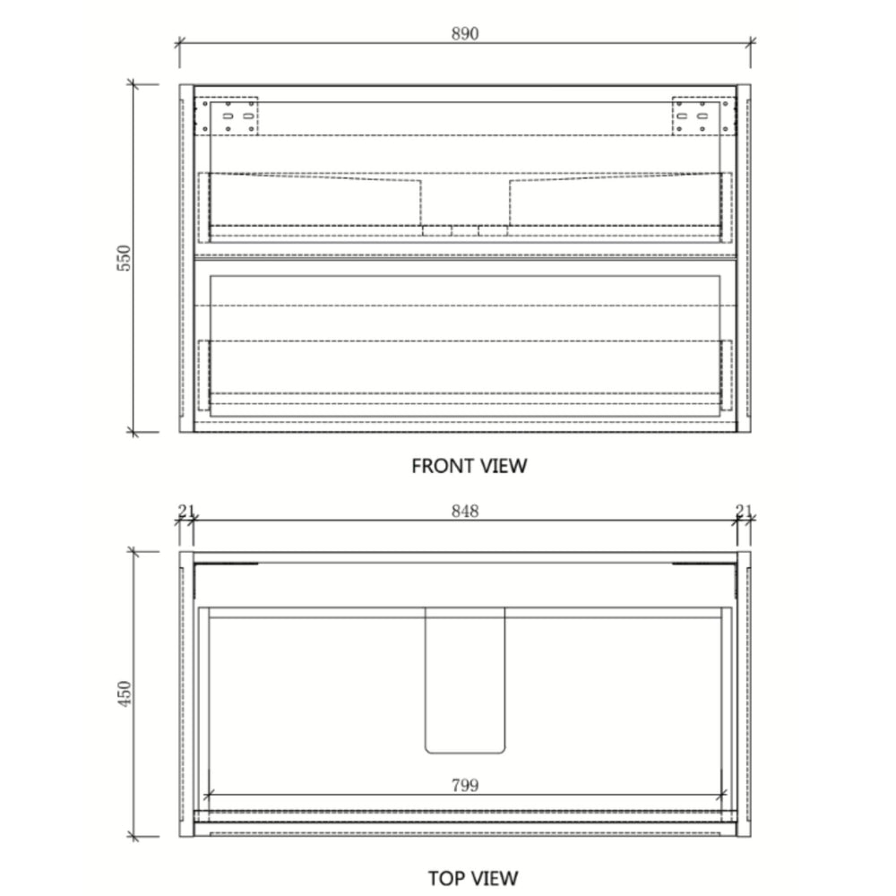 RIVA BANFF COASTAL OAK 900MM SINGLE BOWL WALL HUNG VANITY