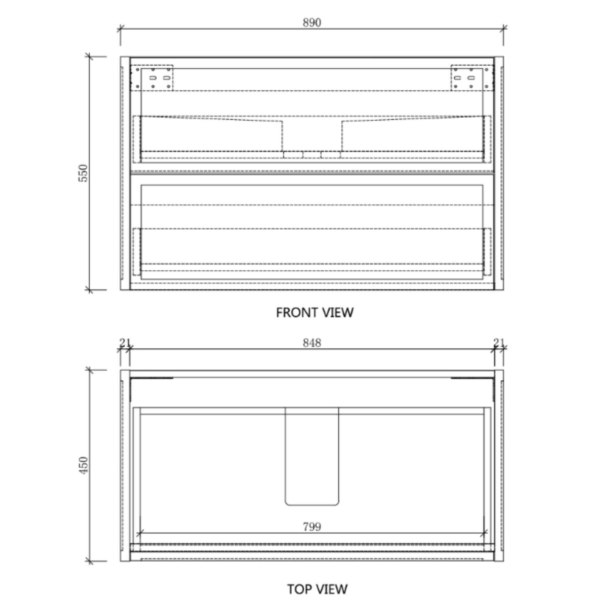 RIVA BANFF COASTAL OAK 900MM SINGLE BOWL WALL HUNG VANITY