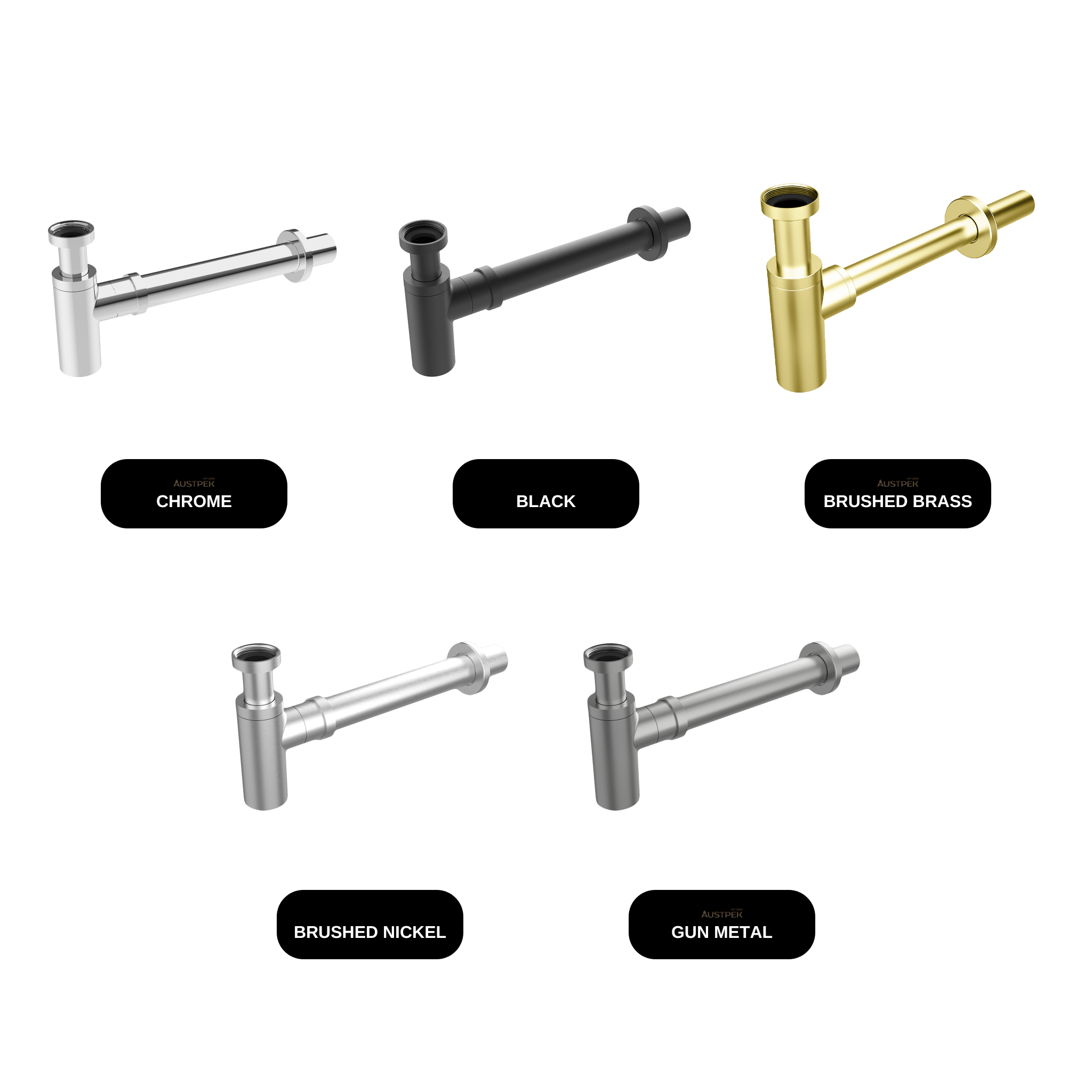 Poco Bottle Trap available finishes