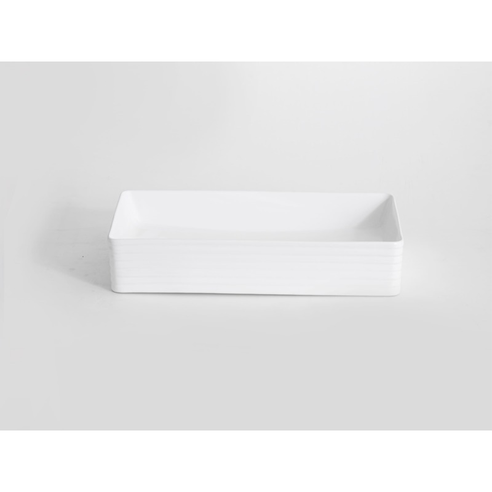 CLAYA RECTANGULAR FLUTED ABOVE COUNTER BASIN GLOSS WHITE 620MM