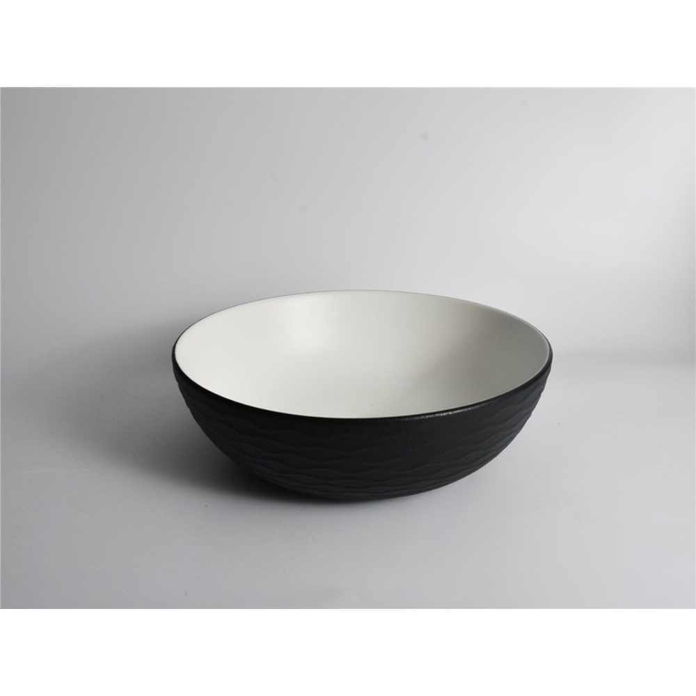 CLAYA POLAR WAVY ROUND ABOVE COUNTER BASIN TEXTURED MATTE BLACK 400MM