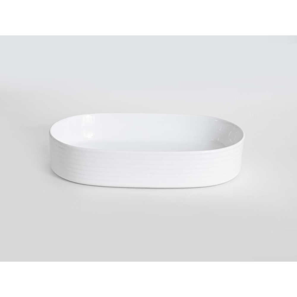 CLAYA PILL FLUTED ABOVE COUNTER BASIN GLOSS WHITE 605MM