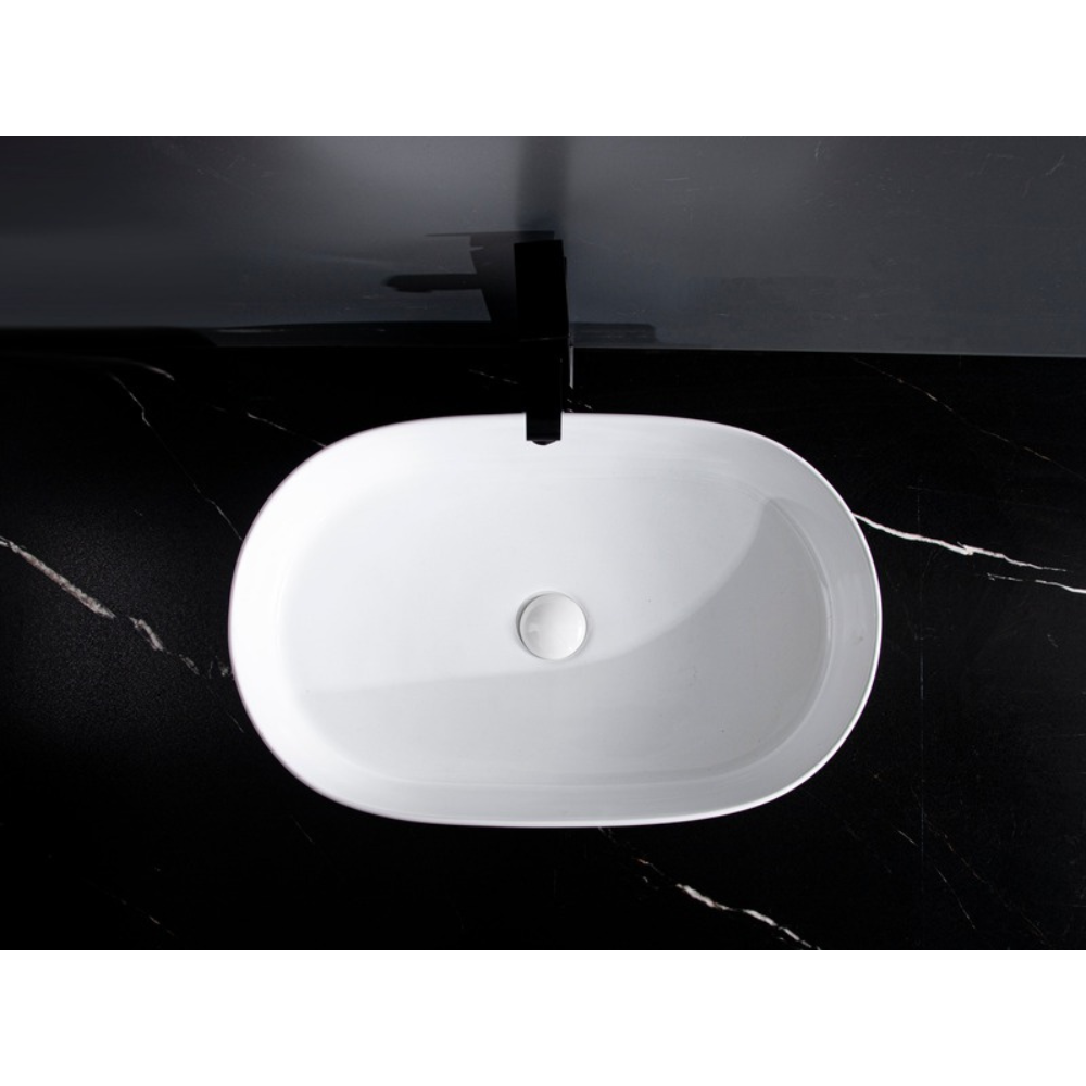 CLAYA PILL FLUTED ABOVE COUNTER BASIN GLOSS WHITE 605MM
