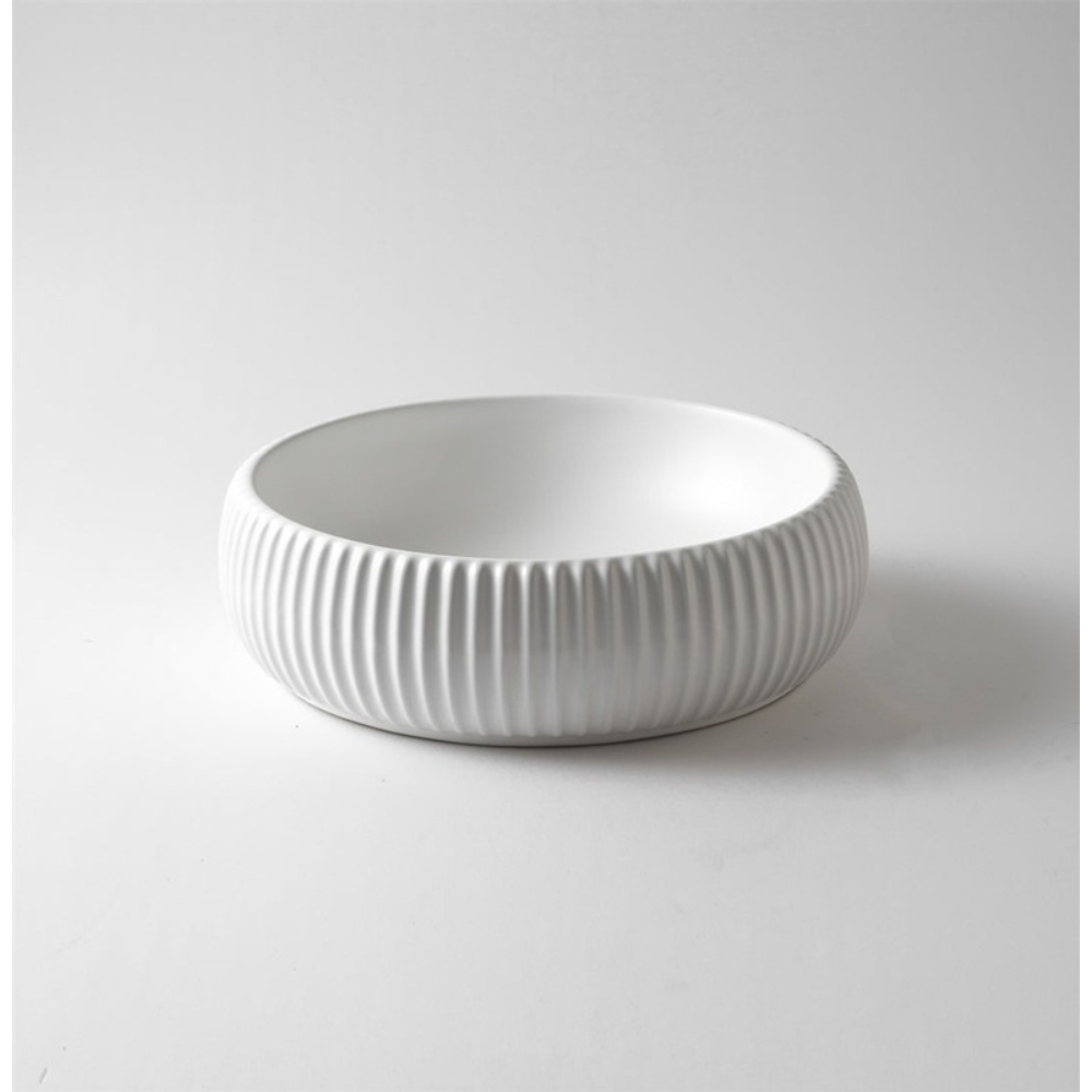 CLAYA ROUND FLUTED ABOVE COUNTER BASIN MATTE WHITE 420MM