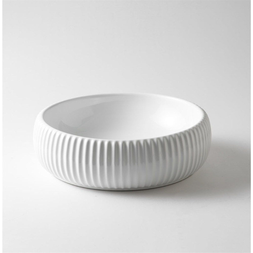 CLAYA ROUND FLUTED ABOVE COUNTER BASIN GLOSS WHITE 420MM