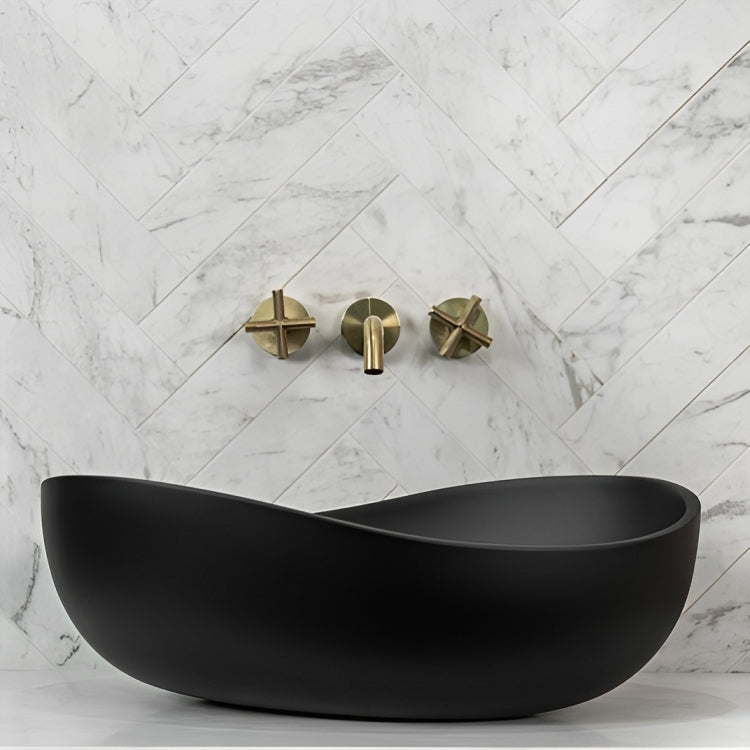 ARROW ABOVE COUNTER SOLID SURFACE BASIN BLACK 600MM