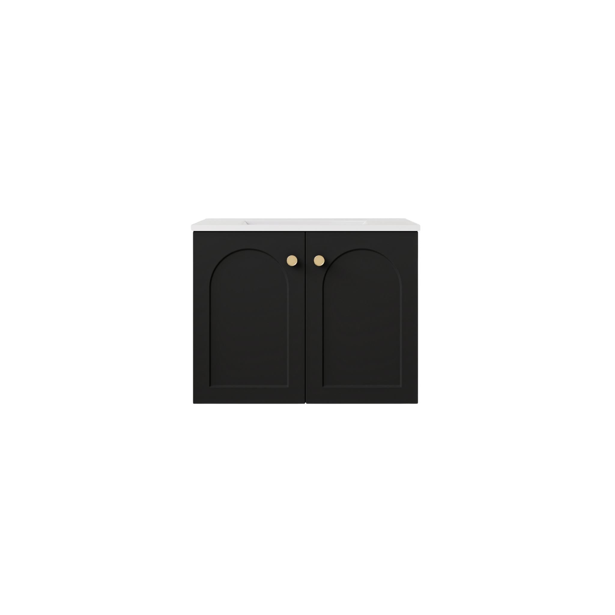 LUKKA CHESTER FEDERATION MATTE BLACK 600MM SINGLE BOWL WALL HUNG VANITY