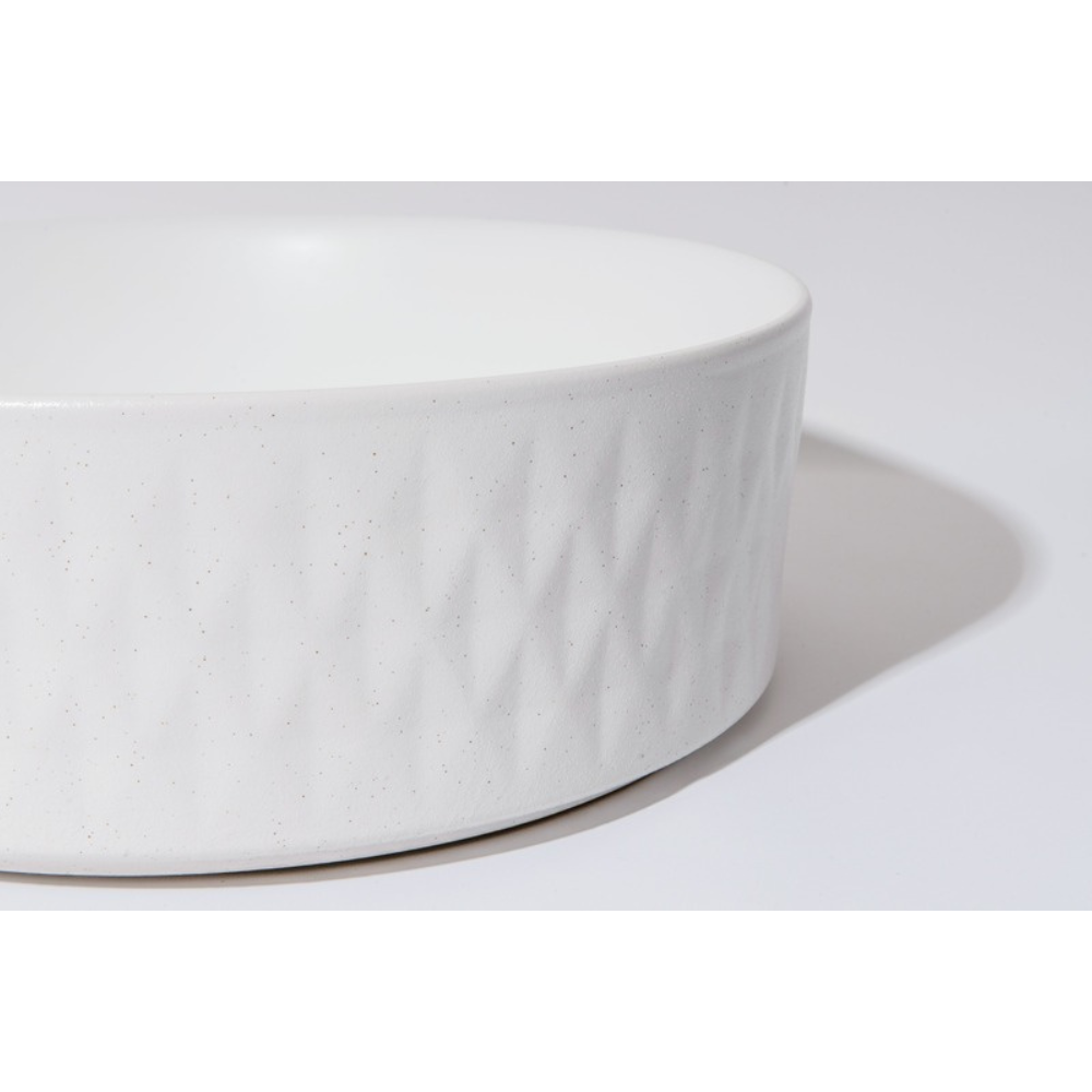 CLAYA POLAR DIAMOND ROUND ABOVE COUNTER BASIN TEXTURED MATTE WHITE 360MM