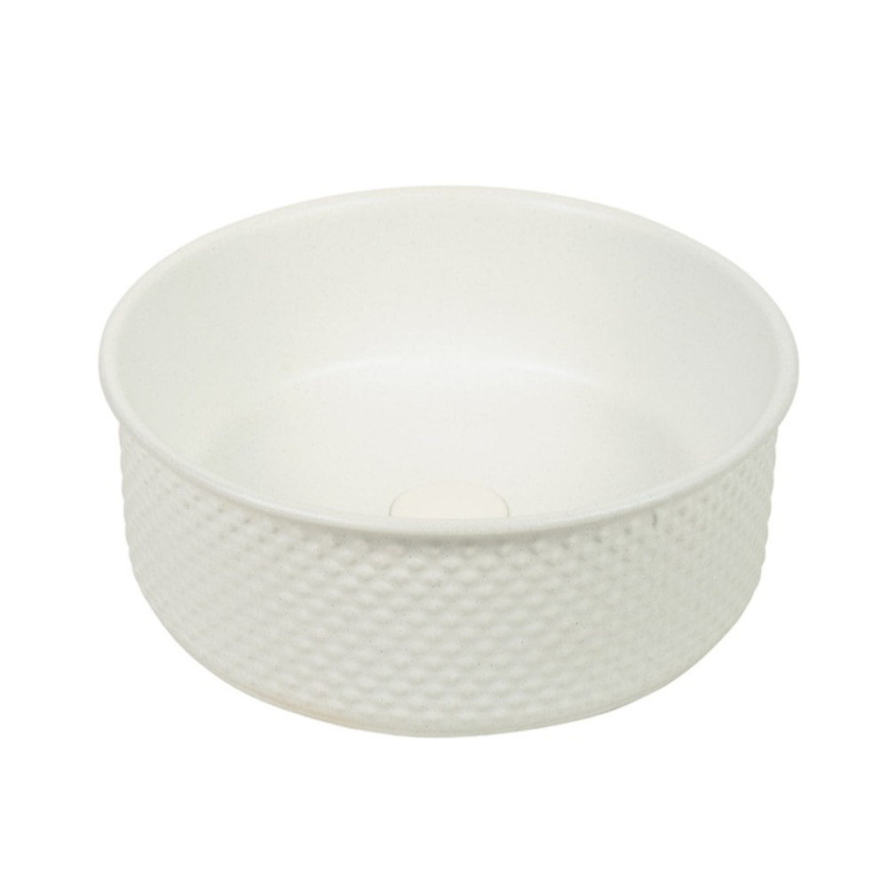 CLAYA POLAR TESSINA ROUND ABOVE COUNTER BASIN TEXTURED MATTE WHITE 385MM