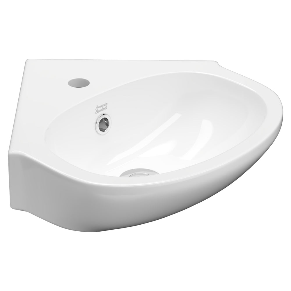 AMERICAN STANDARD STUDIO CORNER WALL BASIN OVERFLOW WHITE 450MM