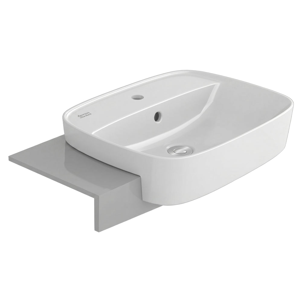 AMERICAN STANDARD SIGNATURE SEMI RECESSED BASIN OVERFLOW WHITE 550MM