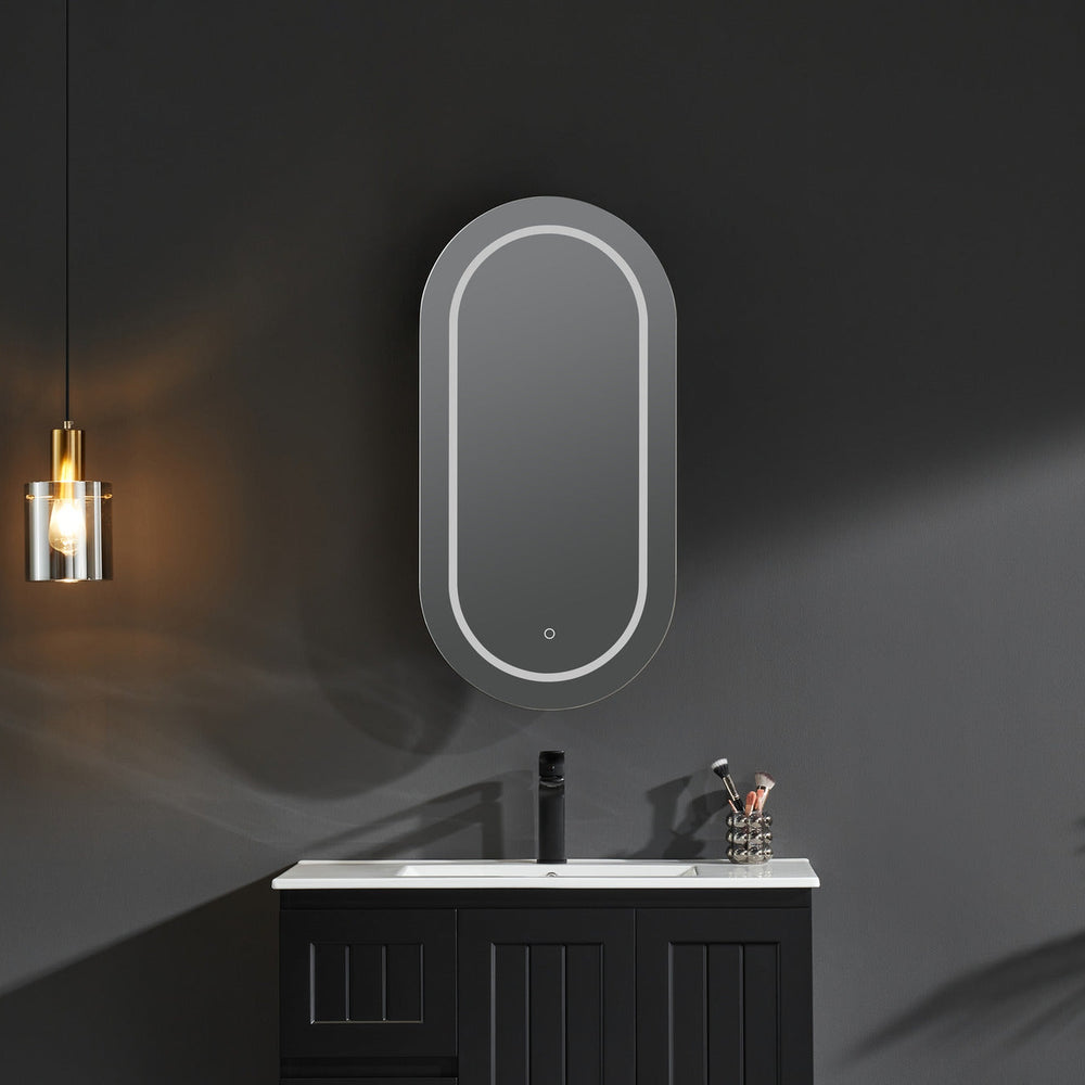 VITO LUMERO MATTE BLACK LED PVC MIRROR SHAVING CABINET 450X900MM