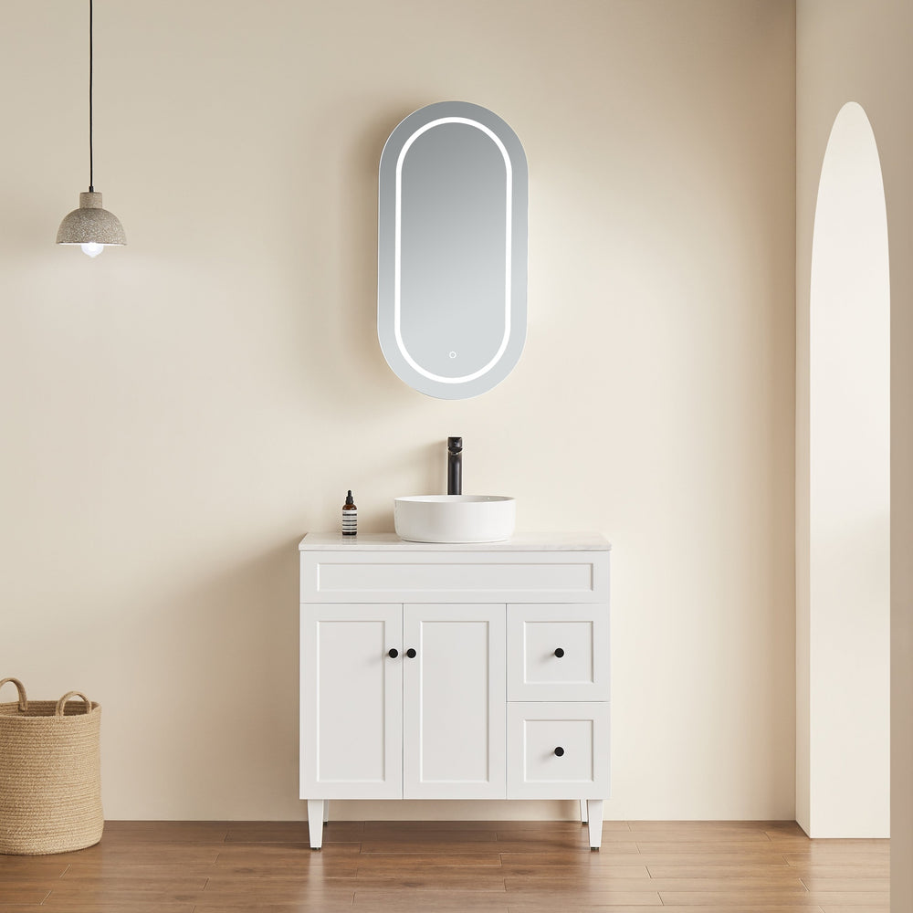 VITO LUMERO MATTE WHITE LED PVC MIRROR SHAVING CABINET 450X900MM