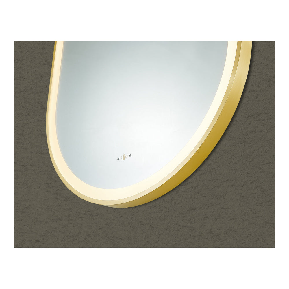 VITO LIRRA OVAL IRON FRAMED LED MIRROR BRUSHED GOLD 450X900MM