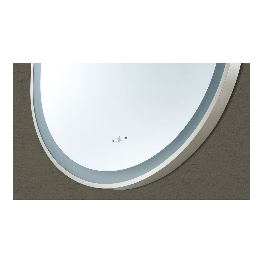 VITO LIRRA OVAL IRON FRAMED LED MIRROR BRUSHED NICKEL 450X900MM
