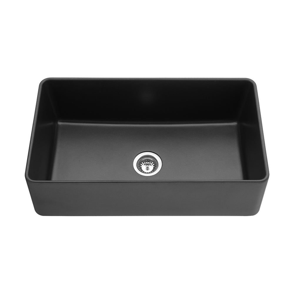 VITO QUARTZ SINGLE BOWL FARMHOUSE KITCHEN SINK MATTE BLACK 838MM