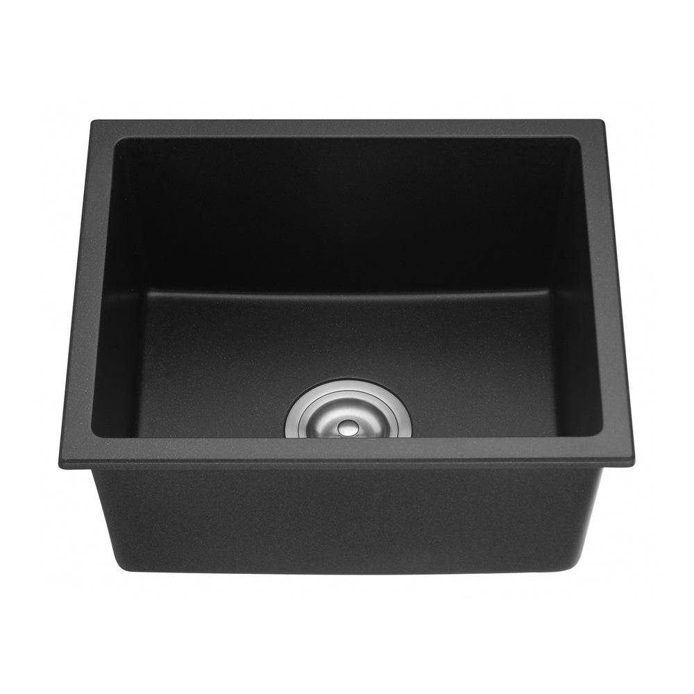 VITO QUARTZ SINGLE BOWL UNDERMOUNT KITCHEN SINK MATTE BLACK 432MM