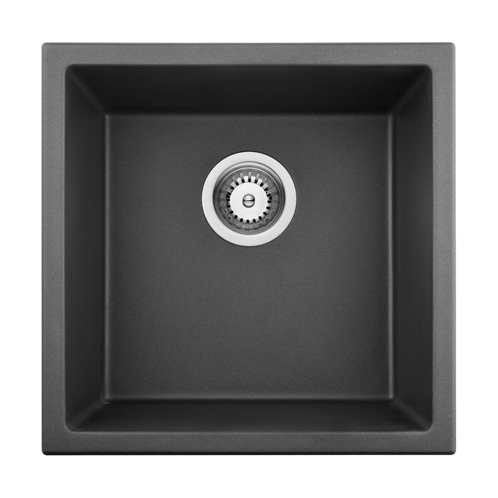 VITO QUARTZ SINGLE BOWL UNDERMOUNT KITCHEN SINK MATTE BLACK 660MM