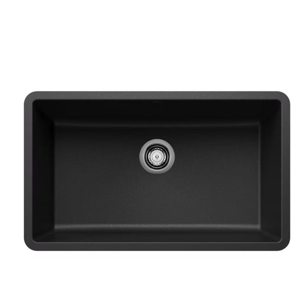 VITO QUARTZ SINGLE BOWL UNDERMOUNT KITCHEN SINK MATTE BLACK 810MM