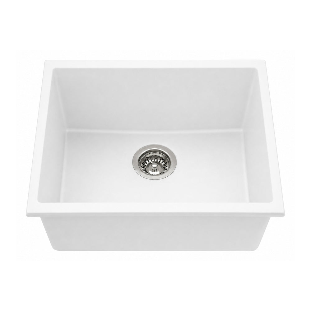 VITO QUARTZ SINGLE BOWL UNDERMOUNT KITCHEN SINK MATTE WHITE 543MM