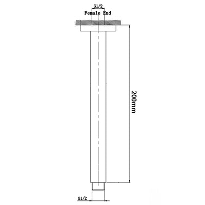 AQUAPERLA SHOWER ARM 200MM GUN METAL