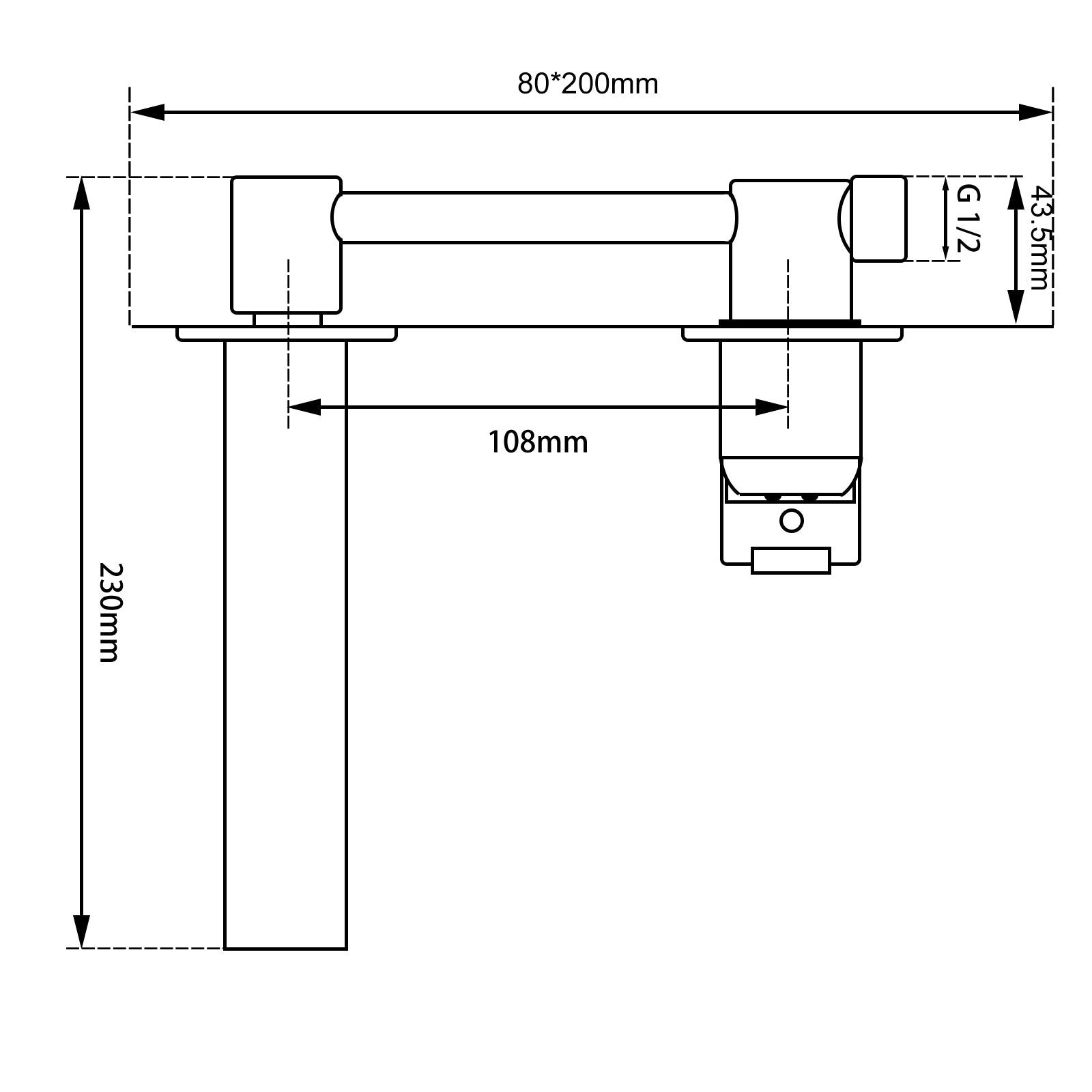 AQUAPERLA BLAZE WALL BATH / BASIN MIXER 200MM BLACK